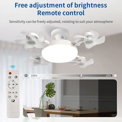 Ampoule Ventilateur E27 2-en-1 60W – Ventilateur de plafond design drone avec télécommande