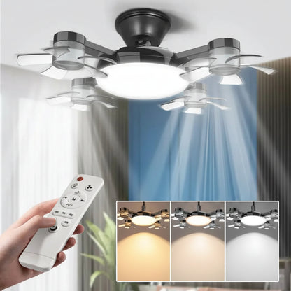 Ampoule Ventilateur E27 2-en-1 60W – Ventilateur de plafond design drone avec télécommande
