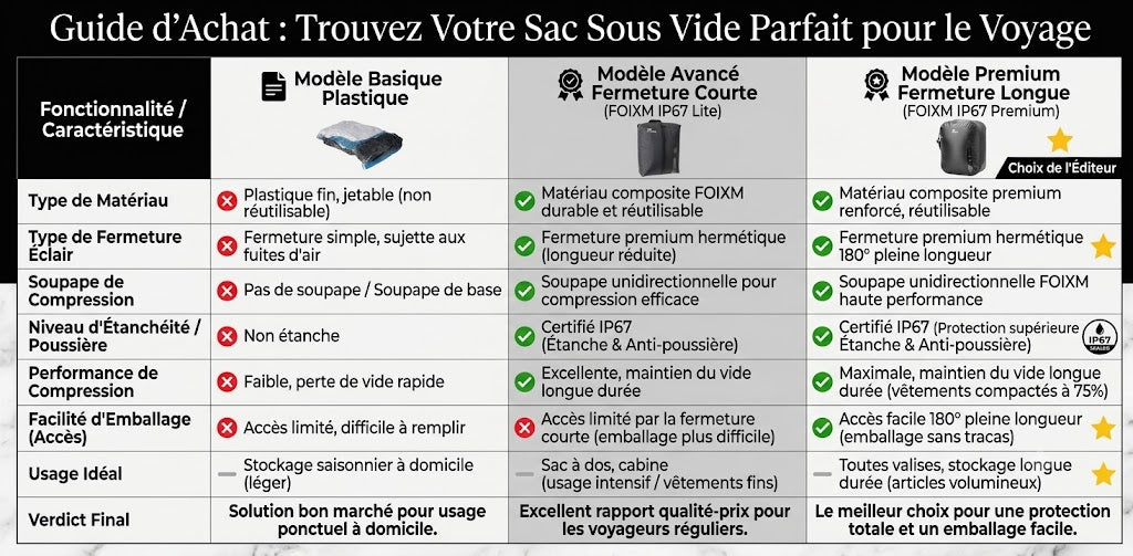 Sac de Compression Sous Vide TPU – Rangement Voyage (S / M / L)