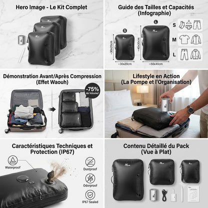 Sac de Compression Sous Vide TPU – Rangement Voyage (S / M / L)